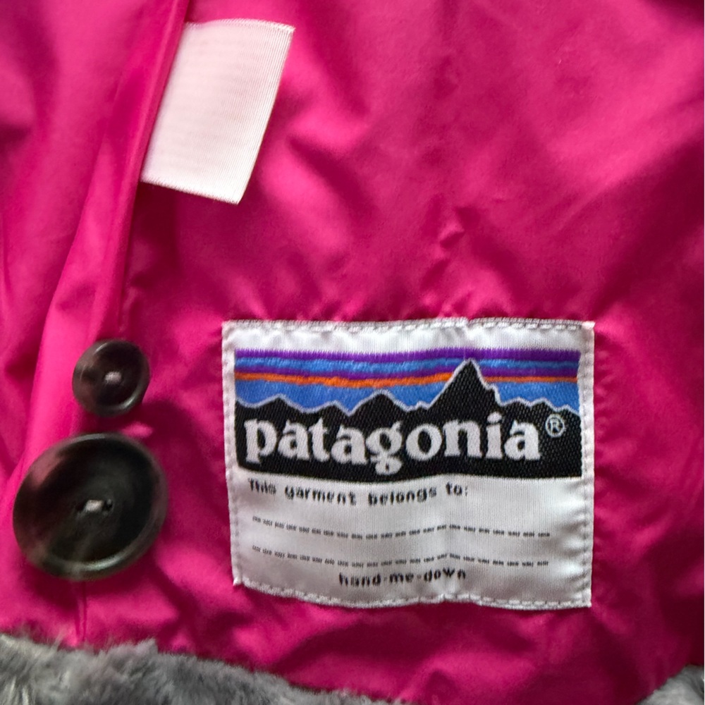 Patagonia Girls Pelage Faux Fur Fleece Jacket Gray / Pink | 14 - Picture 7 of 7